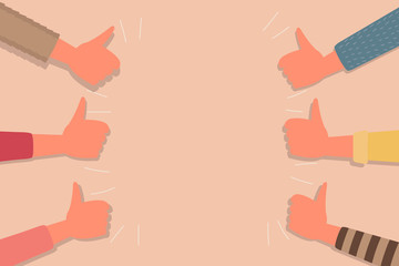 successful concept, human hand thumb up sign symbol. cartoon vector flat illustration.