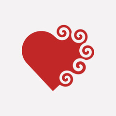 Openwork beautiful red heart. Vector illustration.