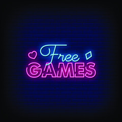 Obraz premium Free Games Neon Signs Style Text Vector