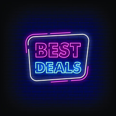 Best Deals Neon Signs Style Text Vector