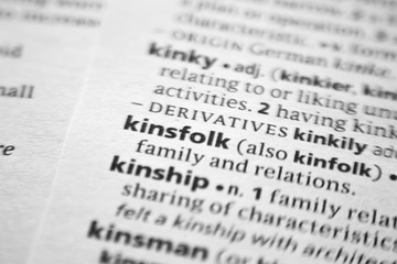 Word or phrase Kinsfolk in a dictionary.