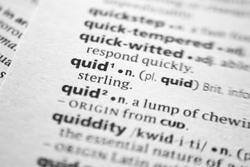 Fototapeta premium Word or phrase Quid in a dictionary.
