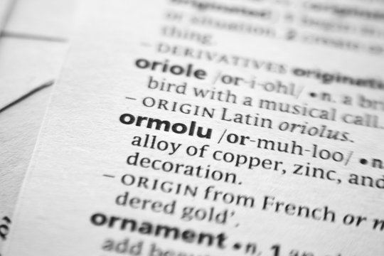 Word Or Phrase Ormolu In A Dictionary.