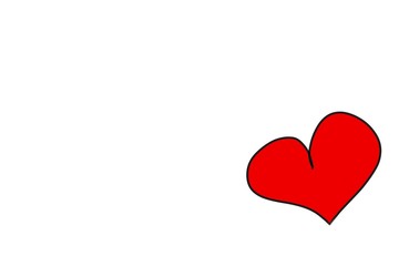 Red heart  on white background