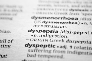 Word or phrase Dyspepsia in a dictionary.