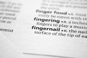 Fototapeta premium Word or phrase Fingernail in a dictionary.