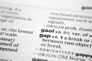 Word or phrase Gaol in a dictionary.