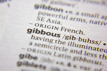 Word or phrase Gibbous in a dictionary.