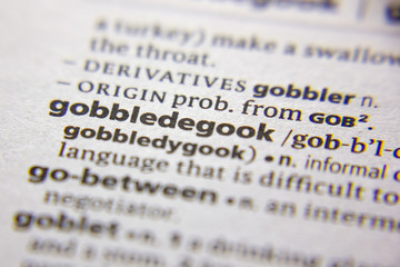 Word or phrase Gobbledegook in a dictionary. - obrazy, fototapety, plakaty