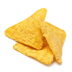 Delicious nachos chips, isolated on white background