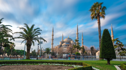 Blue Mosque With Pavilion In Istanbul, Turkey 