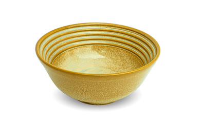 Ceramic bowl on white background.