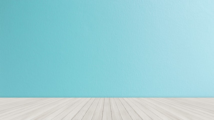 Table top wiht bright blue brick wall background