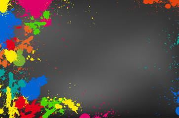 Dark gray background with colorful splashes