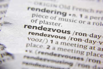 Word or phrase rendezvous in a dictionary.