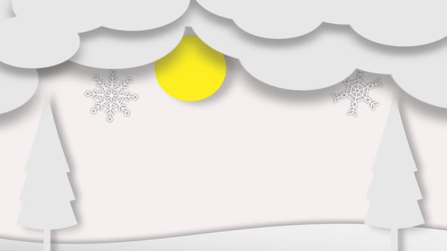 Paper art of winter landscape.