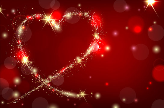 Red background with abstract sparkle heart