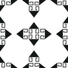 Seamless pattern with dark Scandinavian arrows and elements
