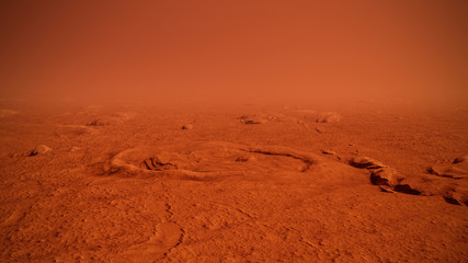 Crater of the planet Mars generated in 3D