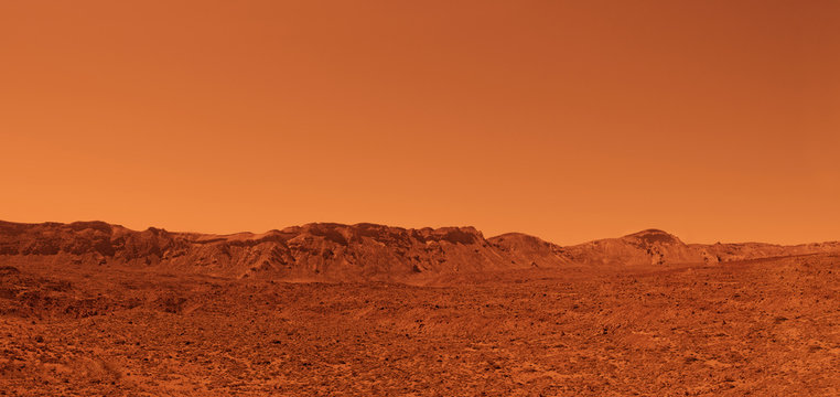 Desert mars mountains with a striking red colour © Soonios Pro