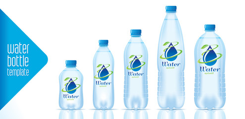 Vector water bottle template and ready label design