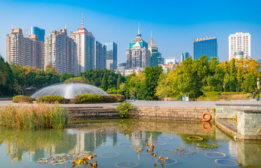 Naklejka premium Cityview of Hot Spring Park in Fuzhou City, Fujian Province, China
