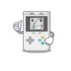 Smiley mascot of handheld game Scroll making Thumbs up gesture