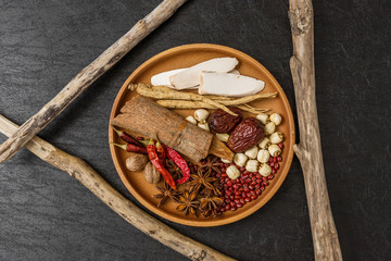 薬膳　漢方　健康食　Chinese medicine with medicinal herbs
