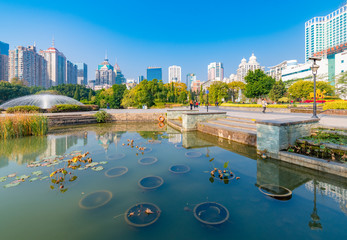 Fototapeta na wymiar Cityview of Hot Spring Park in Fuzhou City, Fujian Province, China