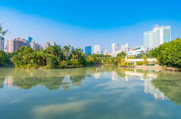 Fototapeta premium Cityview of Hot Spring Park in Fuzhou City, Fujian Province, China