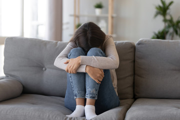 Depressed woman feel anxious suffer from psychological troubles
