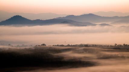 smooth fog landscape winter hill scene 