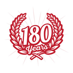 180 years anniversary celebration with laurel wreath. One hundred eightieth anniversary logo. Vector and illustration.