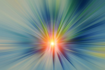 Abstract blurry background of colored blue, green radial lines.