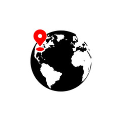 Location point with globe icon simple vector illustration