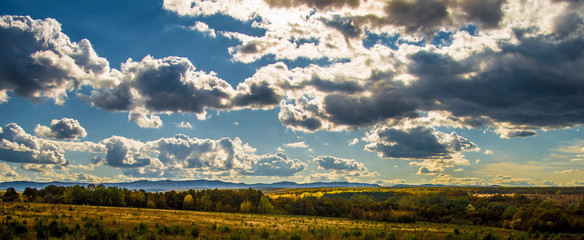 landscape with blue sky and clouds