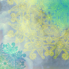 Soft colorful pattern with mandala element. Vintage decorative elements.  Islam, Arabic, Indian, Ottoman motifs.