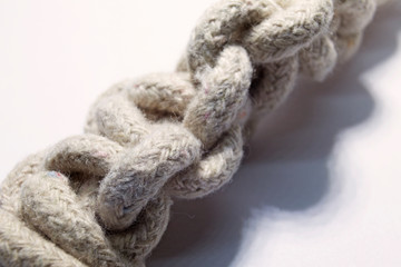 a thick rope that is braided, which may have been used on a ship