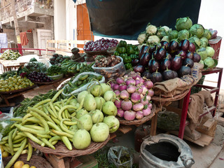 Buying of vegetables at the market of Noida, India