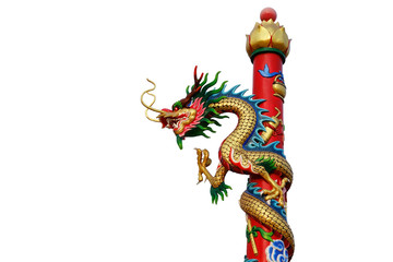 Fototapeta na wymiar chinese dragon statue isolated on white background