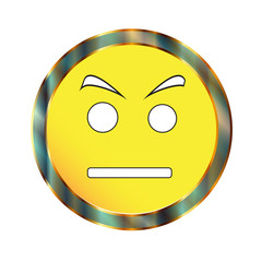 Fototapeta premium Yellow Neutral Emticon On White