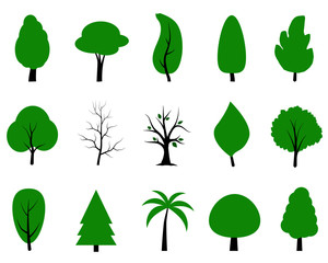 Collection of flat trees Icon. Can be used to illustrate any nature or healthy lifestyle topic.