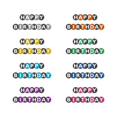 Happy Birthday text message color set isolated on white background
