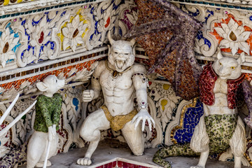 Murals on the wall temple in Bangkok Thailand / Thai painting on the wall.