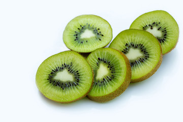 Fototapeta premium Slice of kiwi fruit isolated on white background.