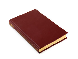 Closed color hardcover book isolated on white