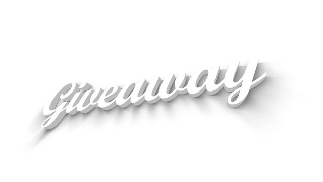 Giveaway text animation. 3D word on a white background. 4k and Full HD resolutions. Perfect for invitations, social media, intros and outros