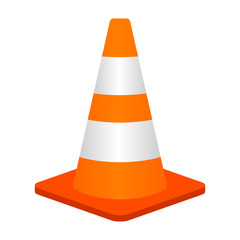 Traffic cone or road pylon flat vector color icon for apps and websites - obrazy, fototapety, plakaty
