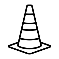 Traffic cone or road pylon line art vector icon for apps and websites