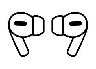 A pair of wireless earbud headphones line art vector icon for apps and websites